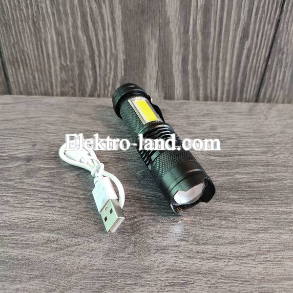 Фонарик ручной аккумуляторный с USB зарядкой BL-525 XPE COP-880000W + светодиодная панель, ЗУМ 